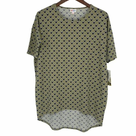 LuLaRoe T-Shirt Women's Size XS Irma Minnie Mouse Polka Dot Tunic Blouse Green - Picture 1 of 7